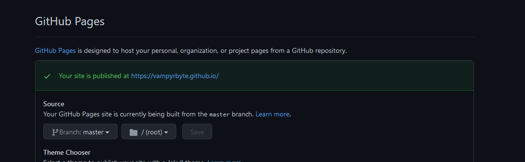 github pages configuration