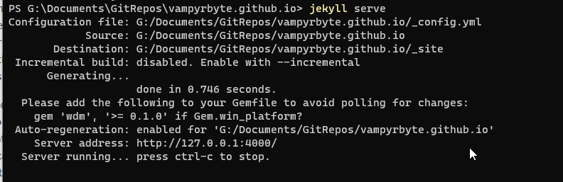 jekyll serve